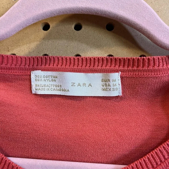 Zara Womens Cardigan Sweater Medium Knit Button Front Long Sleeve Cotton Blend - Picture 3 of 4